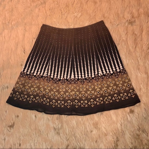 LIZ & CO—WOMEN’S PLUS—BROWN & IVORY BOHO/BUBBLY PRINT FULLY LINED SKIRT!! - Picture 2 of 6